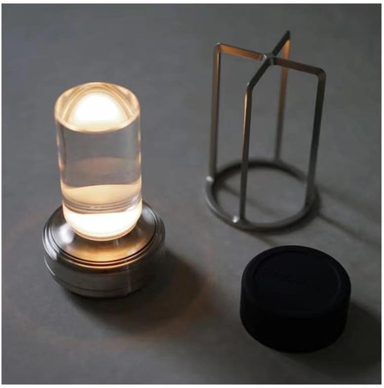 Rechargeable Cordless Small Metal Table Lamp, Stepless Dimming, 3-Color