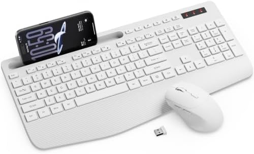Wireless Keyboard and Mouse Combo - Full-Sized Ergonomic Keyboard