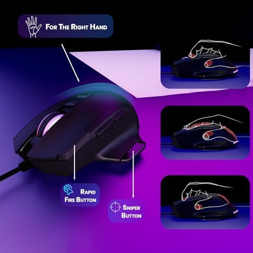 Wired Gaming Mouse – Programmable Mouse with Rapid Fire & Sniper Buttons