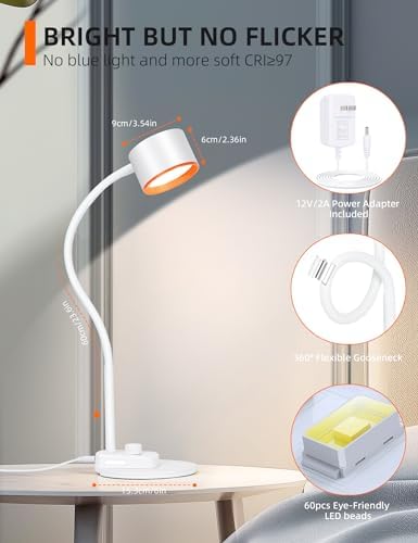 LiFMIRA LED Desk Lamp, 1200LM for Home Office,5 Colors Fully Dimmable White