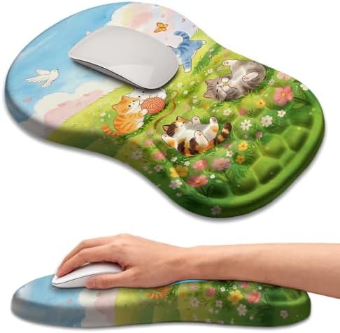 Ergonomic Mouse Pad with Wrist Rest, Memory Foam Wrist Support,Massage Bump