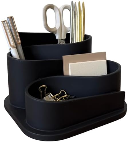 OAKOA Black Modern Desk Organizer - Minimalist Desk Accessories Pen Holder