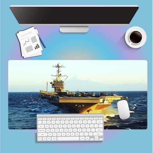 Aircraft Carrier US Navy Large Mouse Pad, Patriotic Military Desk Mat