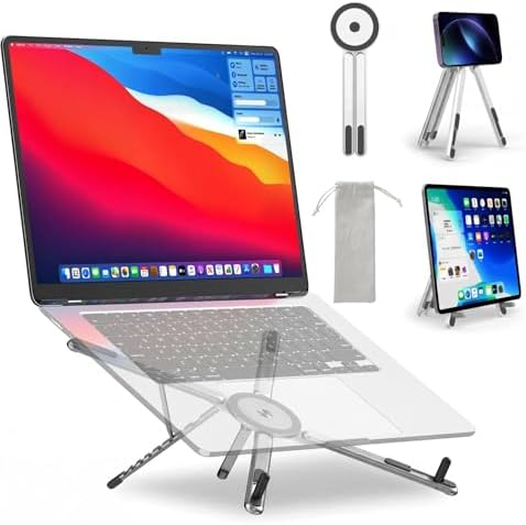 Portable Laptop Stand for Desk, 3-in-1 Adjustable Holder (White)