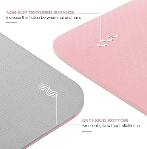 Yoga Mat Non Slip, Pilates Fitness Mats, Eco Friendly, Anti-Tear 1/4" Thick Yoga Mats for Women, Exercise Mats for Home Workout with Carrying Sling and Storage Bag