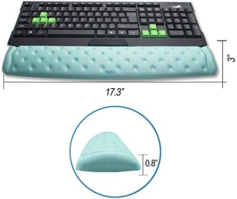 BRILA Memory Foam Keyboard Wrist Rest Support Pad Cushion for Computer, Laptop, Office Work, PC Gaming, Non-Slip Wrist Pain Relief (Aquamarine Keyboard Pad)