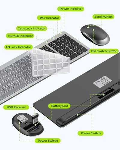 seenda Wireless Keyboard and Mouse Combo, Slim Full-Size Design