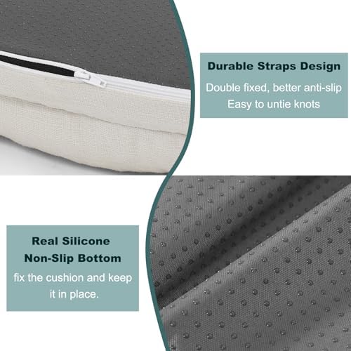 baibu 2-Layer Dining Chair Cushions, 4 Pack, 16.5 x 16.5 x 3.5 in, White