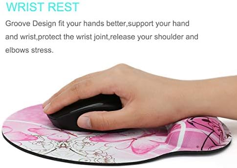 RICHEN Memory Foam Mouse Pad with Wrist Support,Ergonomic Mouse Pad with Wrist Rest,Non-Slip Rubber Base for Computer Laptop & Mac,Lightweight Rest for Home,Office & Travel (Pink Butterfly)
