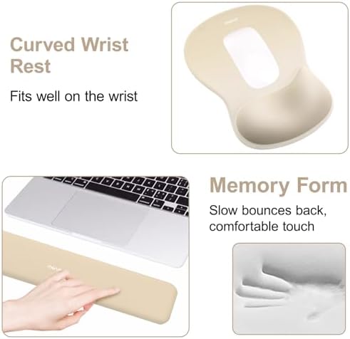 MOSISO Wrist Rest Support for Mouse Pad & Keyboard Set, Khaki
