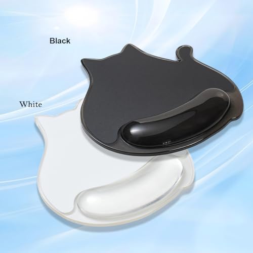 Gel Mouse Pad with Wrist Rest Support - White Ergonomic Cat Mousepad