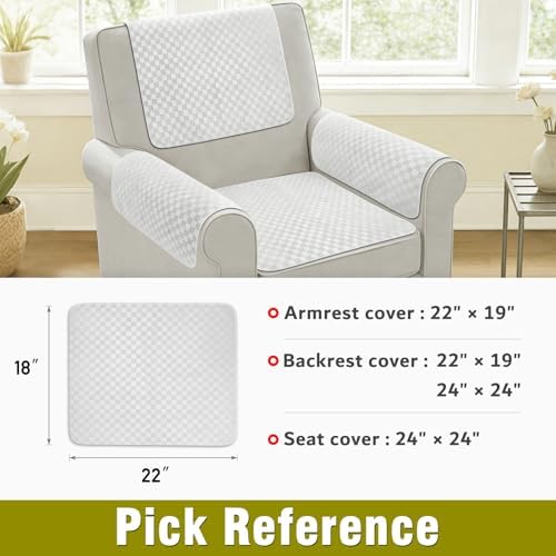 Couch Arm Covers, Sofa Arm Covers, Waterproof Armrest Cover for Sofa, Loveseat, Armchair, Anti-Slip Recliner Arm Cover, Headrest Cover, Arm Chair Covers Set of 2 (Cream, 22"×18")