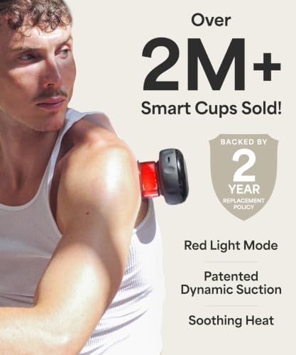REVO The Original 4-in-1 Smart Cupping Massager with LED Light, Heat, Dynamic Suction & Vibration Massage, Portable Cordless Rechargeable Cupping Device for Body- 1 Pack