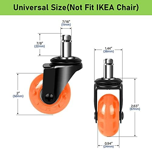 2 inch Office Chair Caster Wheels, Smooth Silent Swivel Wheels