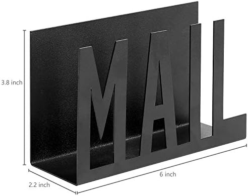 MyGift Modern Black Mail Holder Organizer with Cutout MAIL Lettering Design