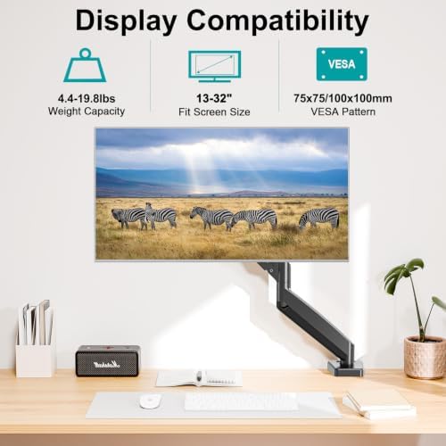 Single Monitor Mount, Fully Adjustable Monitor Arm Fits Max 32" Screen