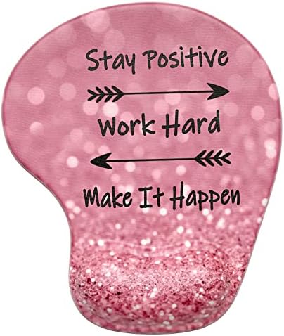 Hsurbtra Ergonomic Mouse Pad with Wrist Rest Support, Gel Mouse Pads with Non-Slip PU Base, Pain Relief Memory Foam Computer Mat, Cute Office Supplies Desk Decro Accessories, Work Hard