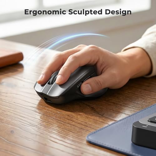 MEETION Wireless Ergonomic Keyboard and Mouse, Split Curved Bluetooth & 2.4G Keyboard Mouse Set, Cushioned Palm Rest, Full-Size, 4-Level DPI Adjustable Mouse