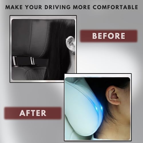 Car Headrest Neck Pillow Support Ergonomic, with Valve Stem Covers Accessory for Driving Seat Fatigue Relief Compatible with Model S X 3 Y & Cybertruck - 1 Piece