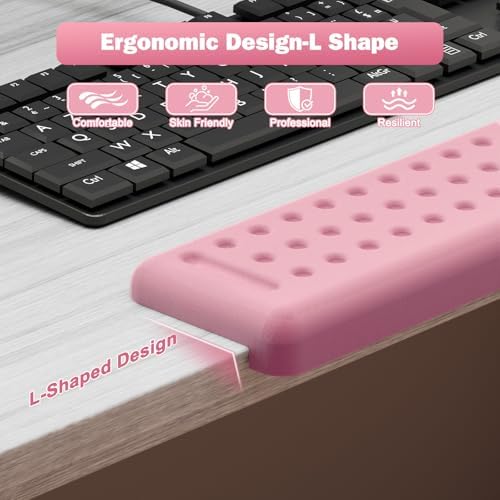 Leolee L-Shaped Desk Long Wrist Rest Elbow 60CM, Light Pink Arm Rest Desk