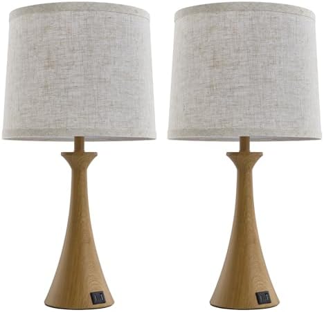 Touch Table Lamps Set of 2, 21" Bedside Lamps with USB C+A