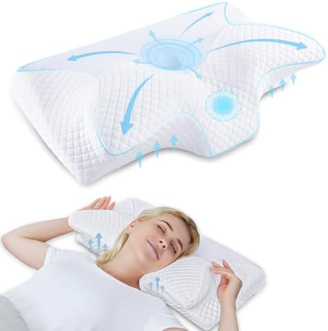 HOMCA Cervical Pillow, Ergonomic Memory Foam Neck Pillow for Pain Relief