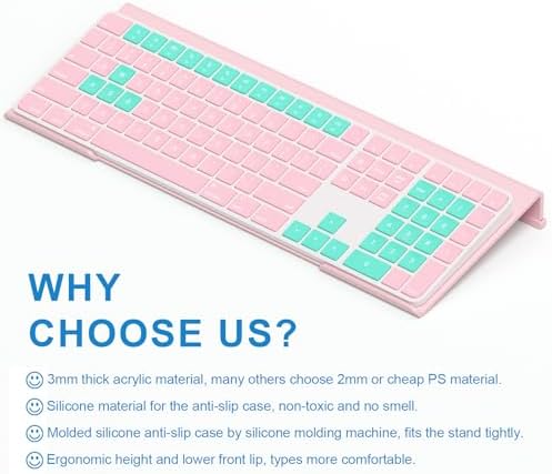 WINFFOR Comfortable Computer Keyboard Stand - Ergonomic Keyboard Riser Acrylic Tilted Keyboard Holder for Easy Typing&Working at Home Office - Fits All Keyboard Sizes - 17'' Wide (Lightpink)