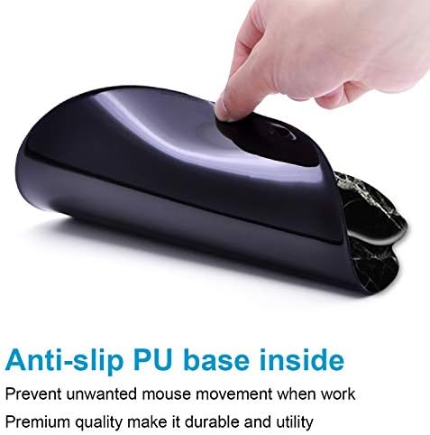 Ergonomic Mouse Pad with Wrist Rest Support Gel with Coaster, Cute Wrist Pad with Non-Slip Rubber Base, Easy Typing & Pain Relief, Black White Marble