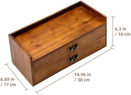 Workspace Document Office Drak Brown Wood Desktop Storage…… (Double-Layer)