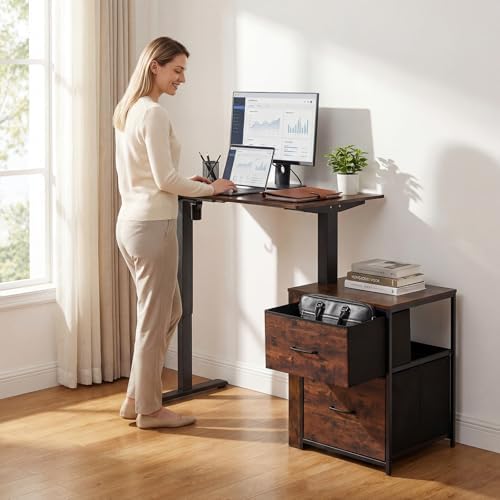 Compact Electric Height Adjustable Standing Desk, 48" x 18" Sit Stand Workstation with Smooth Motorized Lift, Narrow Ergonomic Home Office Computer Desk for Monitors & Laptops,28.3"-46.5" Height