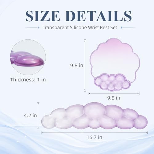 Gel Cloud Wrist Rest, Keyboard & Mouse Pad Set for Office, Non-Slip Support