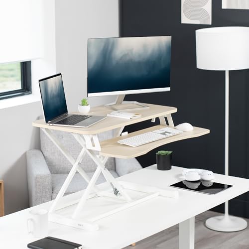 VIVO Light Wood 32 inch Standing Desk Converter, DESK-V000KF