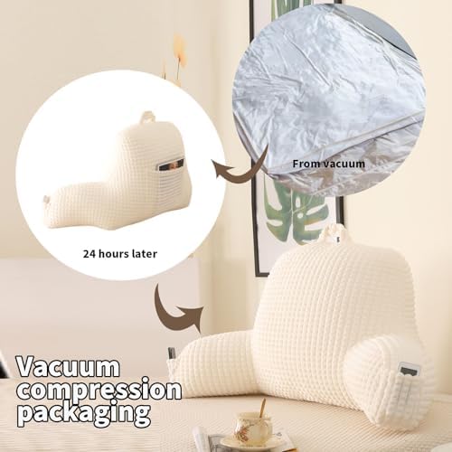 Reading Pillow with Arms for Bed Sitting,White Flannel