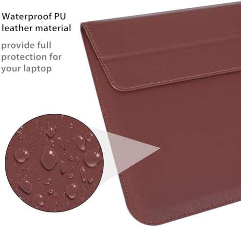 PU Leather Laptop Sleeve Case with Stand for 2026 MacBook Neo 13 A3404, 2026-2022 Air13.6'' M5 A3449 M4 A3240 M3 A3113 M2 A2681, 2018-2021 Air 13'', Laptop Bag for 2016-2022 Mac Pro13, Brown