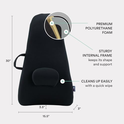 ObusForme Highback Backrest Support - Extra Tall Padded Seat Cushion and Lumbar Support Pillow, Portable Posture Support with Soft and Durable Foam