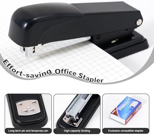 Gawsey Black Desk Organizers and Accessories with Desk Organizer 360° Rotating Pen Holder and Office Supplies, Cute Stationery Supplies Set