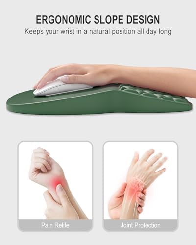 Auhoahsil Ergonomic Mouse Pad with Wrist Rest, Comfortable Slope Computer Mouse Mat with Wrist Support, Memory Foam Filling, Non-Slip Silicone Base, Pain Relief, for Gaming & Work, 8 x 12 in, Teal