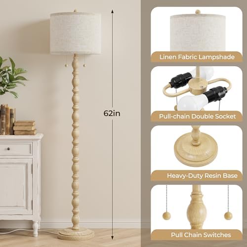 Luvkczc Farmhouse Floor Lamps for Living Room, Standing Lamp with Bulb