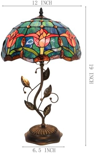 Tiffany Table Lamp Stained Glass Bedside Reading Light W12H19 inch