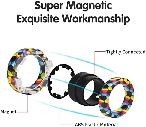 Magnetic Rings Fidget Toy Set, Idea ADHD Fidget Toys, Adult Fidget Magnets Spinner Rings for Anxiety Relief Therapy, Fidget Pack Great Gift for Adults Teens Kids Easter Basket Stuffers (3PCS)
