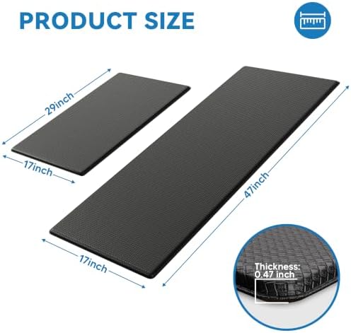 Kitchen Mats for Floor, [2PCS] Anti-Fatigue Kitchen Rugs, Black