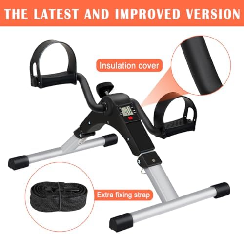 Under Desk Bike Pedal Exerciser, Upper & Lower Peddler Exerciser for Seniors with LCD Display, Fitness Folding Exerciser Peddler for Arm & Leg Workout