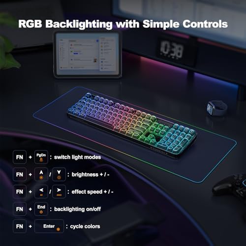 MOFII Upgraded Wireless Ergonomic Keyboard, BT/2.4Ghz Tri-Mode with Natural Curve, RGB Backlit, Rechargeable Battery, Full-Size for Computer/Laptop/Mac/MacBook, Pearl Black