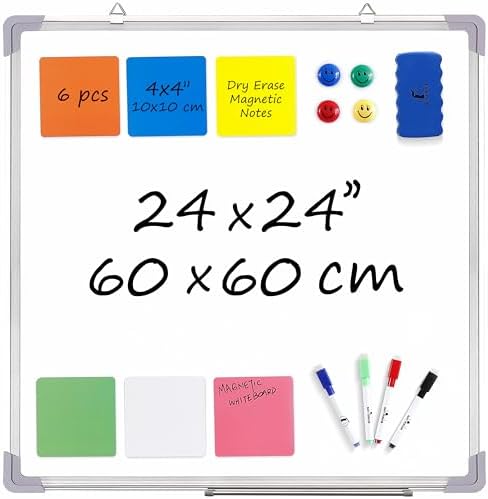 Whiteboard Set, 24x24 in White Board Dry Erase for Wall with Magnetic Notes