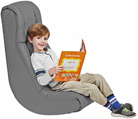 Factory Direct Partners Soft Tufted Floor Rocker - Cushioned Ground Chair for Kids Teens and Adults - Great for Reading, Gaming, Meditating, TV - Coal, 10488-GY