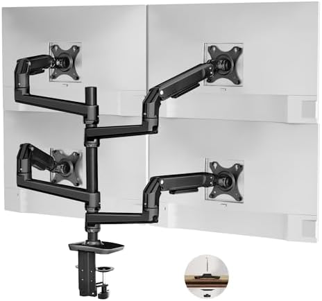 Heavy Duty Quad Monitor Mount, 4 Monitor Arm for 13-40 Inch Screens, Black
