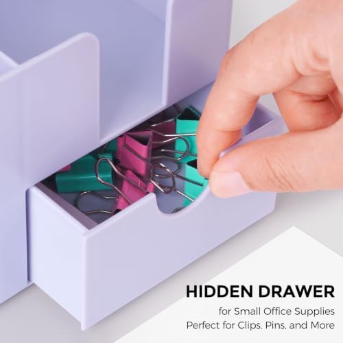 SKYDUE Small Desk Organizer with Sticky Notes Holder,Pen Holder for Deskc