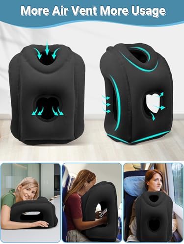 Maliton Inflatable Travel Pillow for Airplane (Black)