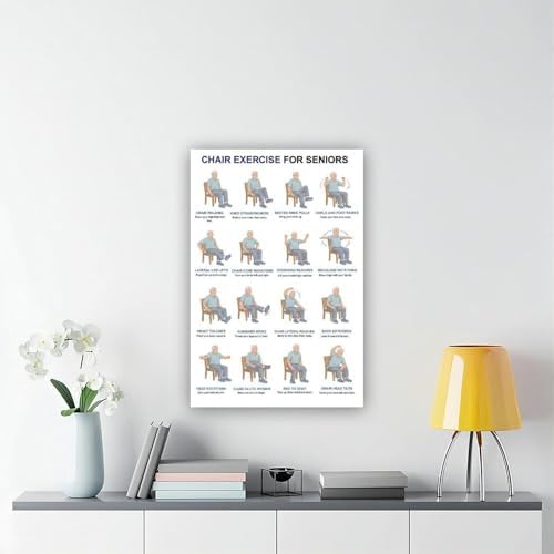 Printable Chair Exercises for Seniorss Chair Exercises for The Elderly Exercise Chart Seniors Canvas Poster Bedroom Decor Room Decor Unframe 20x30inch