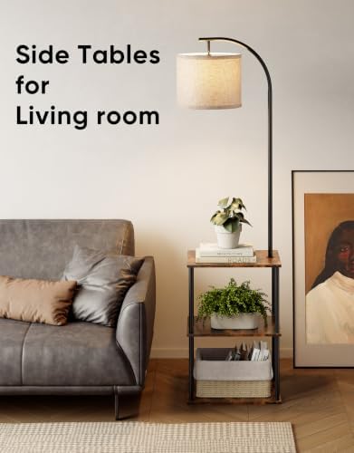 Floor Lamp with Table 2-Pack, Nightstands End Side Table for Living Room